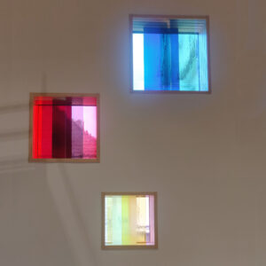 Seitenschiebefenster Laminiertes farbiges Echt-Antik Glas, verschiebbar auf mehrere Ebenen