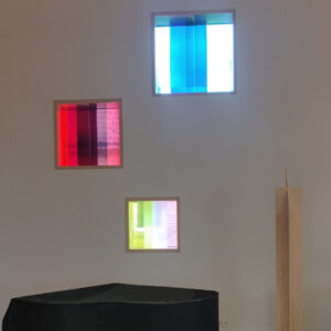 Seitenschiebefenster Laminiertes farbiges Echt-Antik Glas, verschiebbar auf mehrere Ebenen