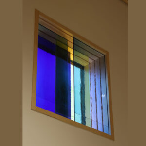 Seitenschiebefenster Laminiertes blaues Echt-Antik Glas, verschiebbar auf mehrere Ebenen